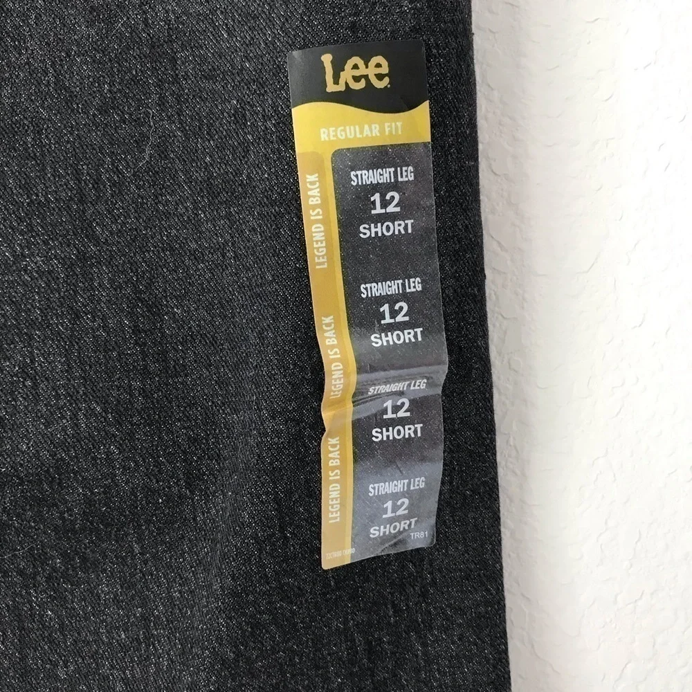New! Lee Legendary Straight Leg Washed Black Jeans 12 Short
